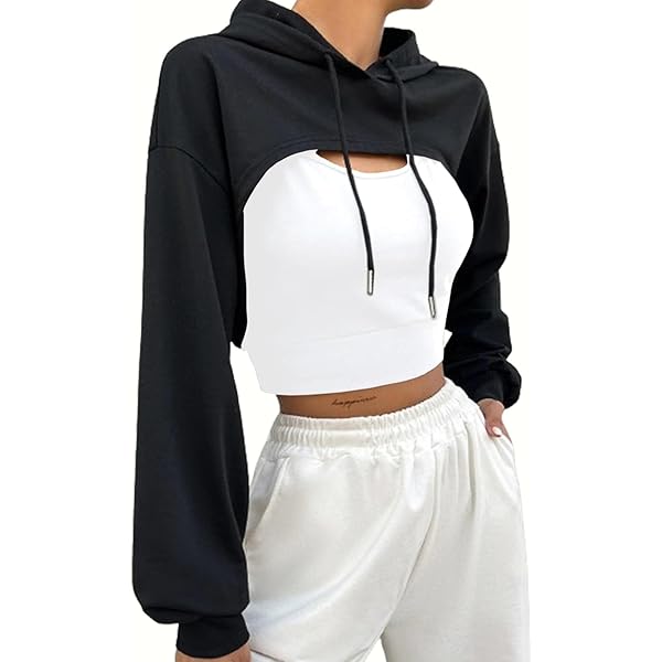Amazon.com: Hilinker Women's Cropped Hoodie Sweatshirt